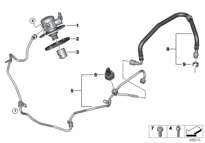 Pompa wysokociśnieniowa/przewody  (13_2244) dla BMW 8' F91 M8 M8 Cab ECE