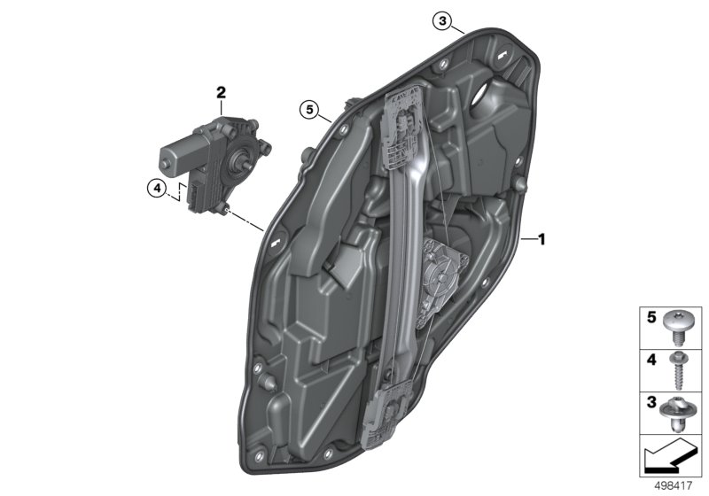 Mechanizm szyby drzwi tylnych  (51_A511) dla BMW 1' F40 116d 5-d ECE