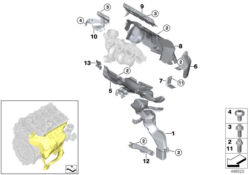 Turbosprężarka, osłona termiczna  (11_7231) dla MINI Cabrio F57 LCI Cooper S Cabrio ECE