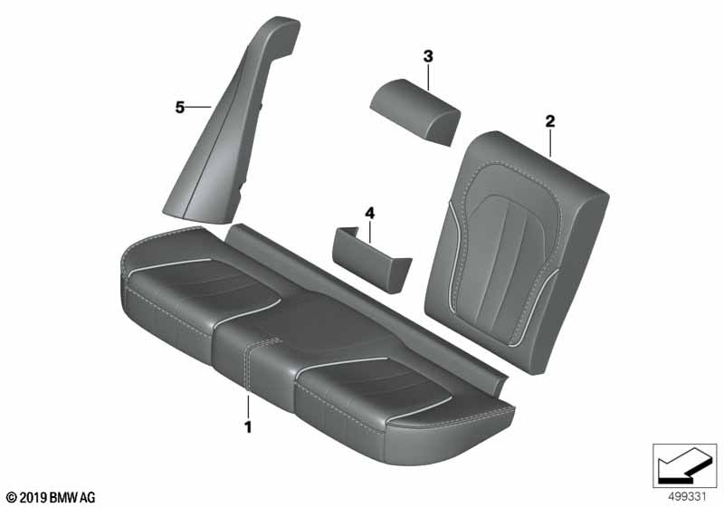 Ind. obicie fotela podstawowego z tyłu  (91_1558) dla BMW X5 G05 X5 M50dX SAV ECE