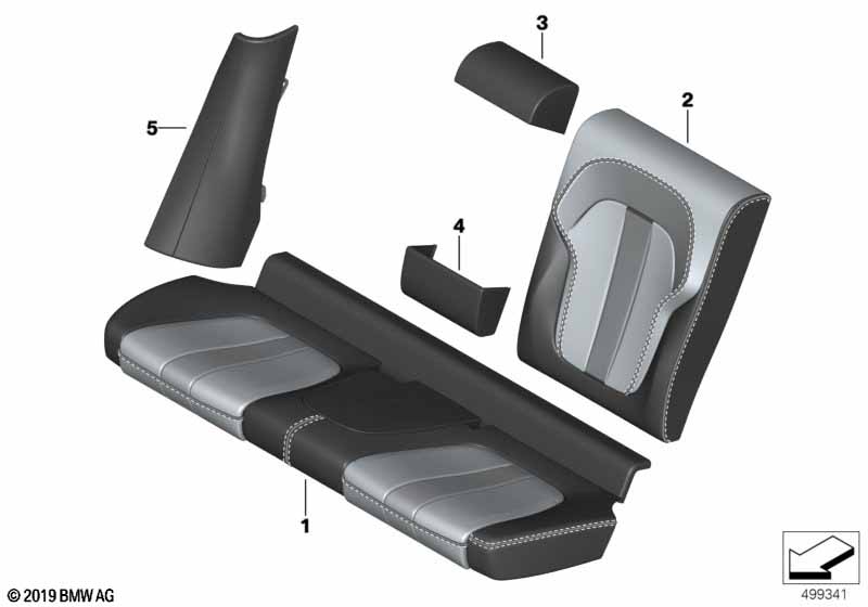 Ind. obicie fotela podstawowego z tyłu  (91_1565) dla BMW X6 G06 X6 40iX SAC ECE