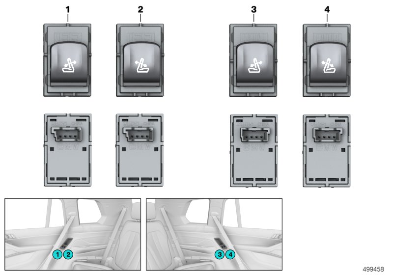 Przeł.blokady oparcia 3.rzędu siedzeń  (61_6276) dla BMW X7 G07 X7 40iX SAV ECE