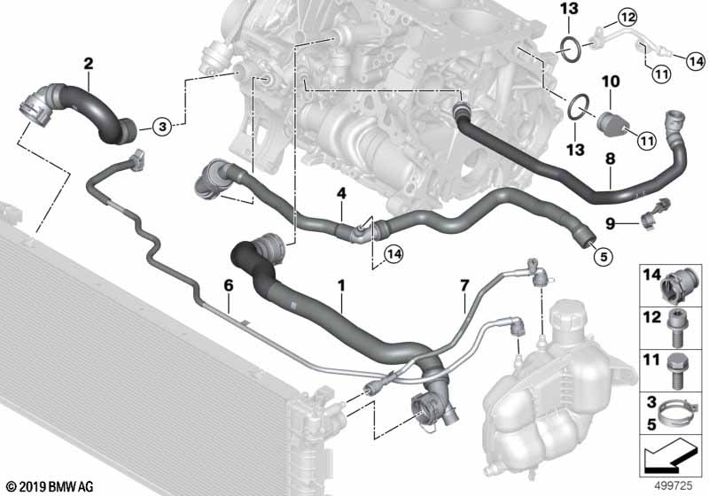 Węże płynu chłodzącego układu chłodzenia  (17_1487) dla BMW 2' F44 Gran Coupé 218d Gra ECE