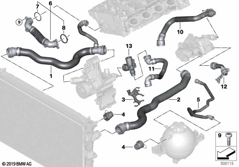Węże płynu chłodzącego układu chłodzenia  (17_1529) dla BMW X3 G01 LCI X3 20i SAV ECE