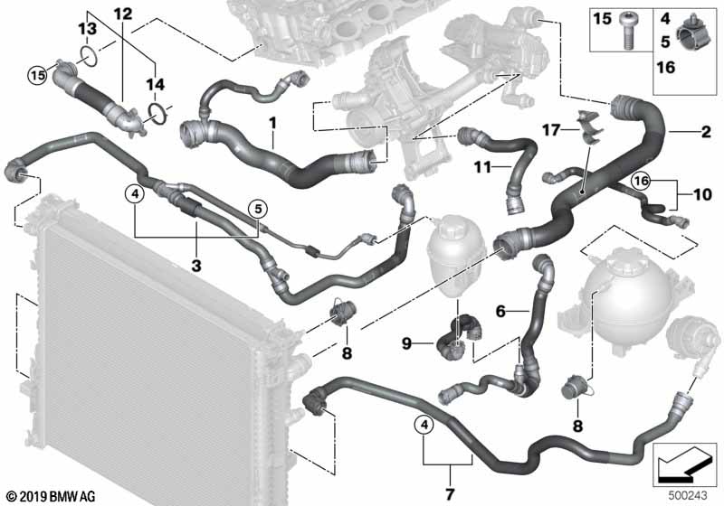 Węże płynu chłodzącego układu chłodzenia  (17_1795) dla BMW X3 G01 LCI X3 M40iX SAV ECE