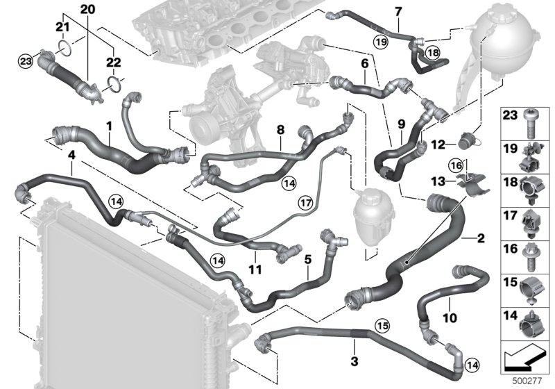 Węże płynu chłodzącego układu chłodzenia  (17_1540) dla BMW X5 G05 X5 45eX SAV ECE