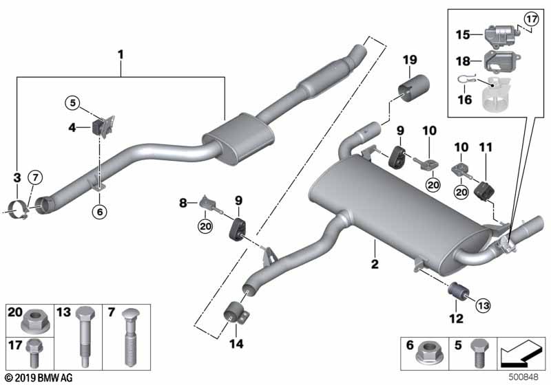 Układ wydechowy tylny  (18_1679) dla BMW X3 G01 LCI X3 30iX SAV ECE