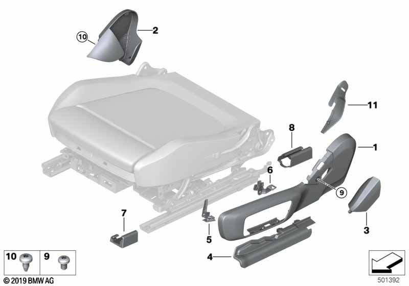 Fotel przedni - osłony fotela elektr.  (52_4519) dla BMW 8' G15 M850iX Cou ECE