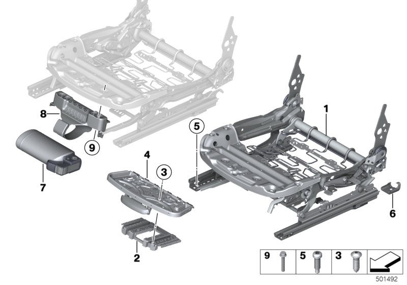 Fotel przedni, rama fotela  (52_3779) dla BMW 3' F34 GT LCI 320iX Gra ECE