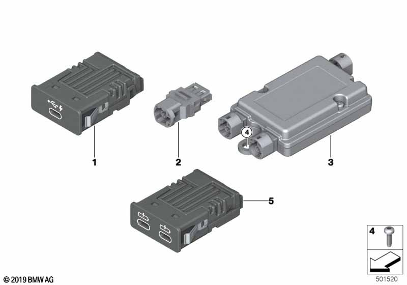 USB, poj.części  (84_1359) dla BMW 8' G16 Gran Coupé BMW ALPINA B8 Gra ECE