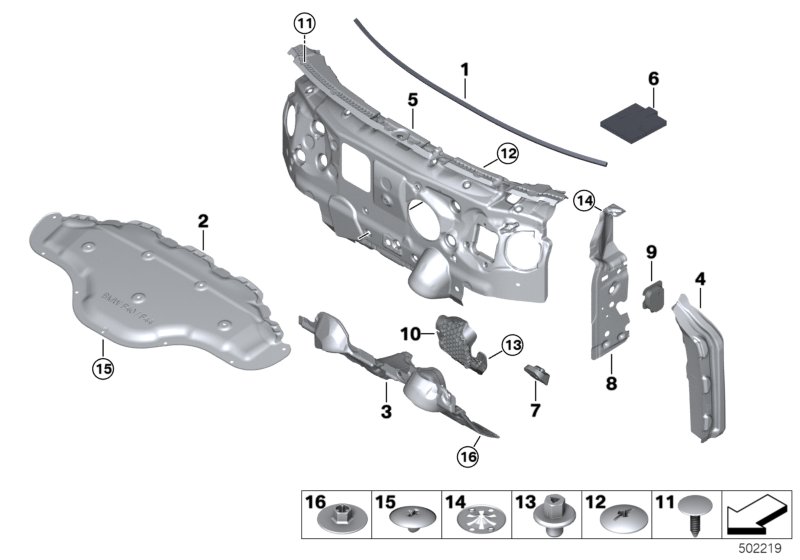 Izolacja dźwiękowa przednia  (51_A634) dla BMW 2' F44 Gran Coupé 220iX Gra ECE