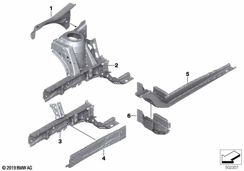 Wnęka koła/łoże silnika  (41_3155) dla BMW 1' F40 128ti 5-d ECE