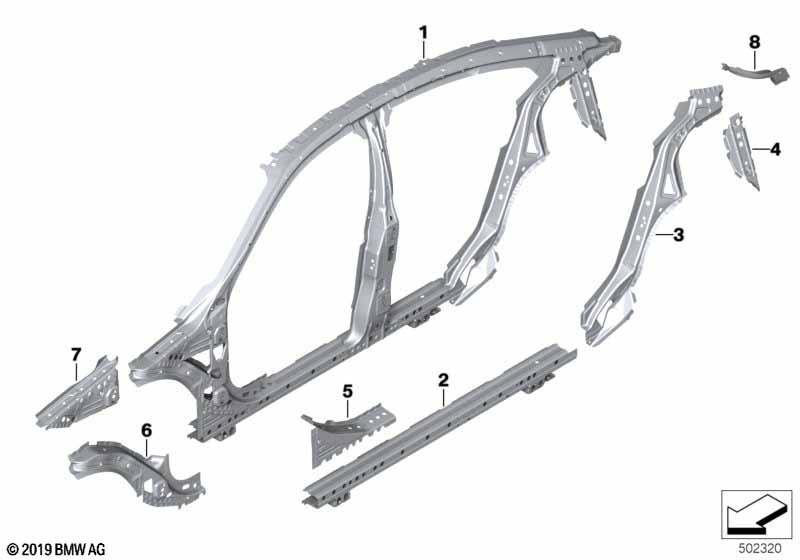 Szkielet boczny, środek  (41_3168) dla BMW 2' F44 Gran Coupé 218i Gra ECE