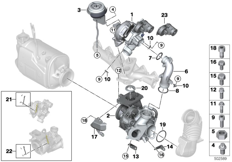 Turbosprężarka spalin  (11_6606) dla BMW 8' G14 840dX Cab ECE