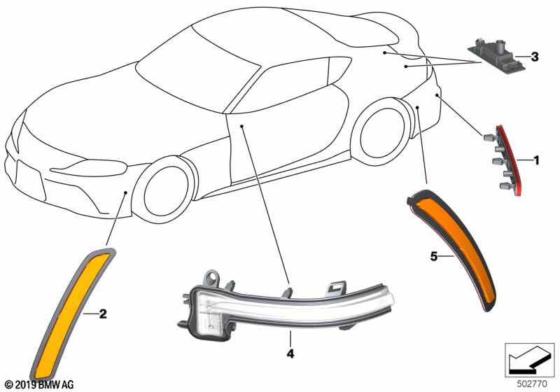 Dodatkowy kierunkowskaz/ oprawa zew.  (63_2031) dla BMW TMC Supra LCI Supra 20i Cou ECE