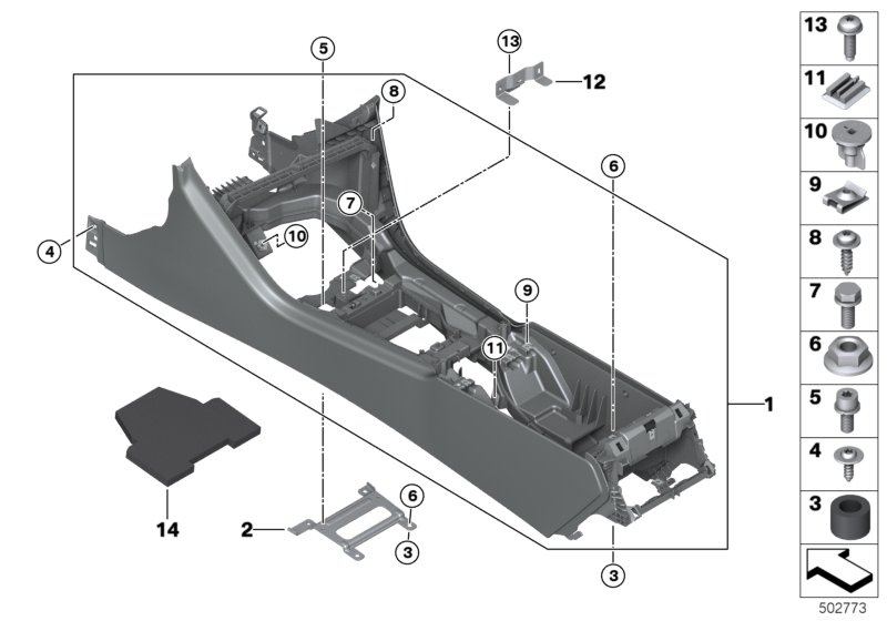 Konsola środkowa  (51_A135) dla BMW 8' F91 M8 M8 Cab ECE