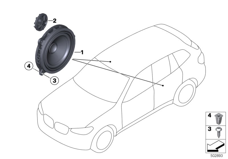 Elem. poj. głośnika drzwi tyln.  (65_2959) dla BMW X3 G01 LCI X3 30dX SAV ECE