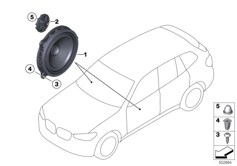 Elem. poj. głośnika drzwi przednie  (65_2960) dla BMW X3 G01 LCI X3 M40iX SAV ECE
