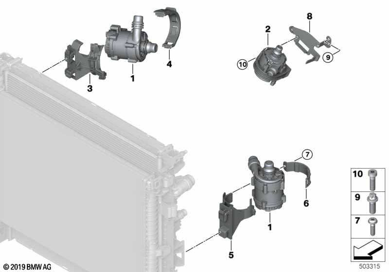 Elektryczna pompa wody / mocowanie  (17_1580) dla BMW X6 M F96 X6 M SAC ECE