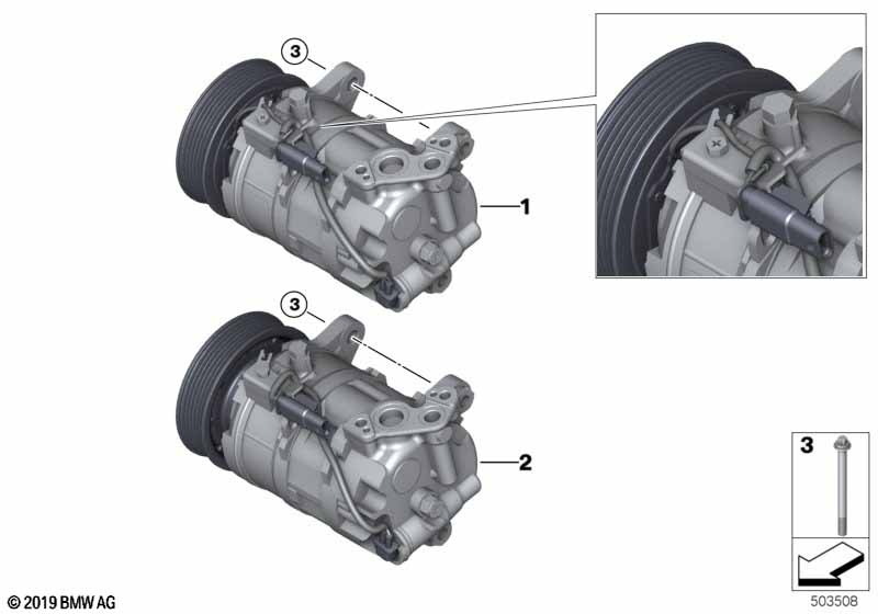 RP sprężarka klimatyzacji  (64_2607) dla BMW 1' F40 128ti 5-d ECE