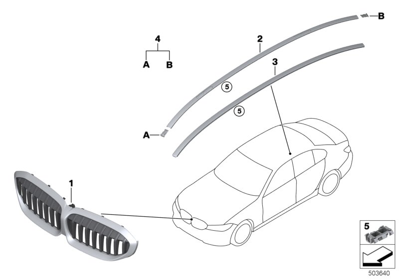 Zewnętrzne osłony / Kratka ozdobna  (51_A421) dla BMW 3' G20 330dX Lim ECE