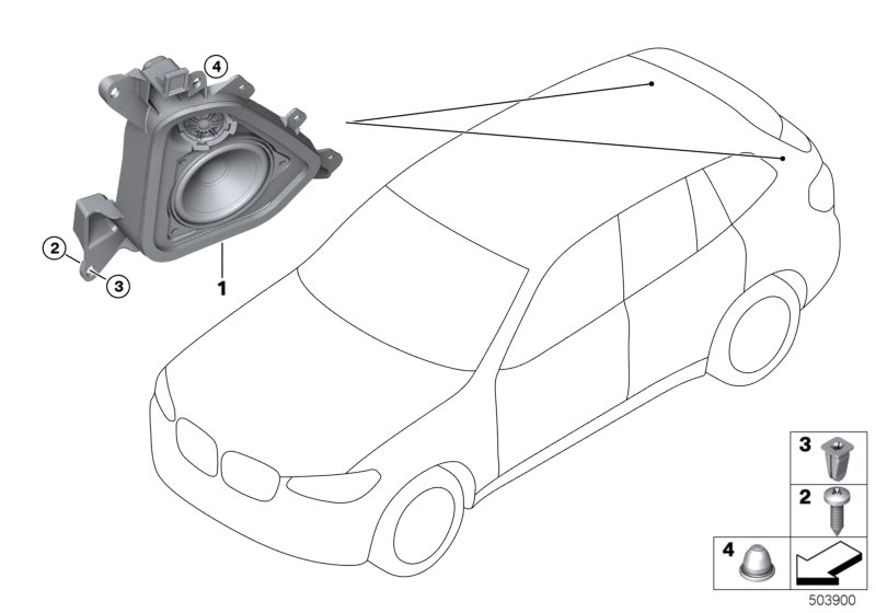 Poj. części głośnika słupka D  (65_2949) dla BMW X3 G01 LCI X3 20dX SAV ECE