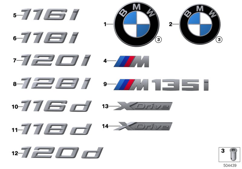Emblematy / Ciągi napisów  (51_A784) dla BMW 1' F40 116d 5-d ECE