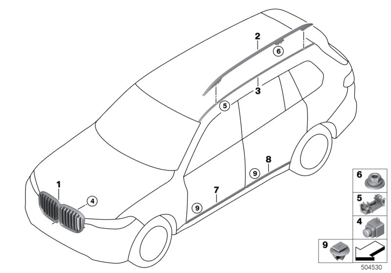 Zewnętrzne osłony / Kratka ozdobna  (51_A423) dla BMW X7 G07 X7 M50dX SAV ECE