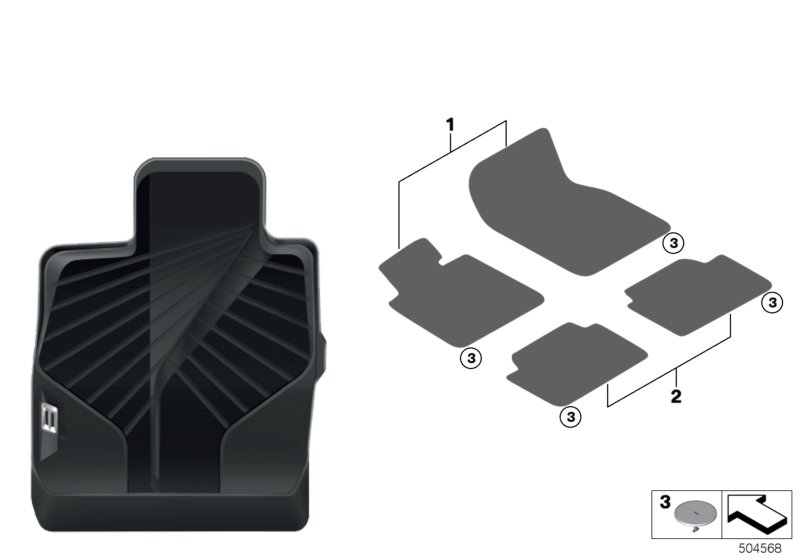 Dywaniki podłogowe uniwersalne  (03_4970) dla BMW 8' G15 840dX Cou ECE