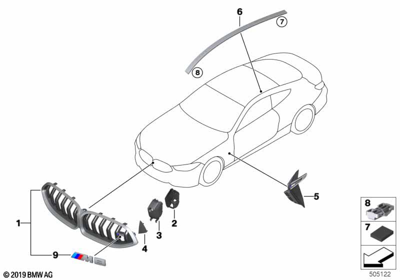 Zewnętrzne osłony / Kratka ozdobna  (51_A832) dla BMW 8' F92 M8 M8 Cou ECE