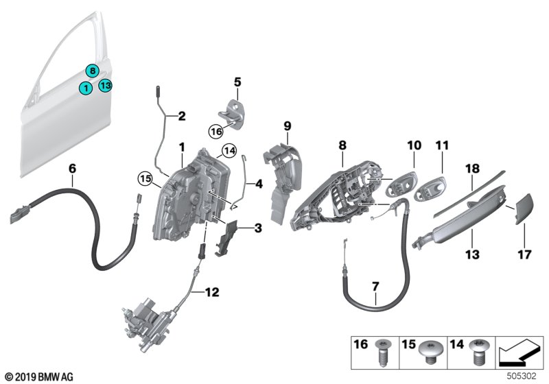 System zamykania drzwi z przodu  (51_2992) dla BMW 7' G12 LCI 730Ld Lim ECE