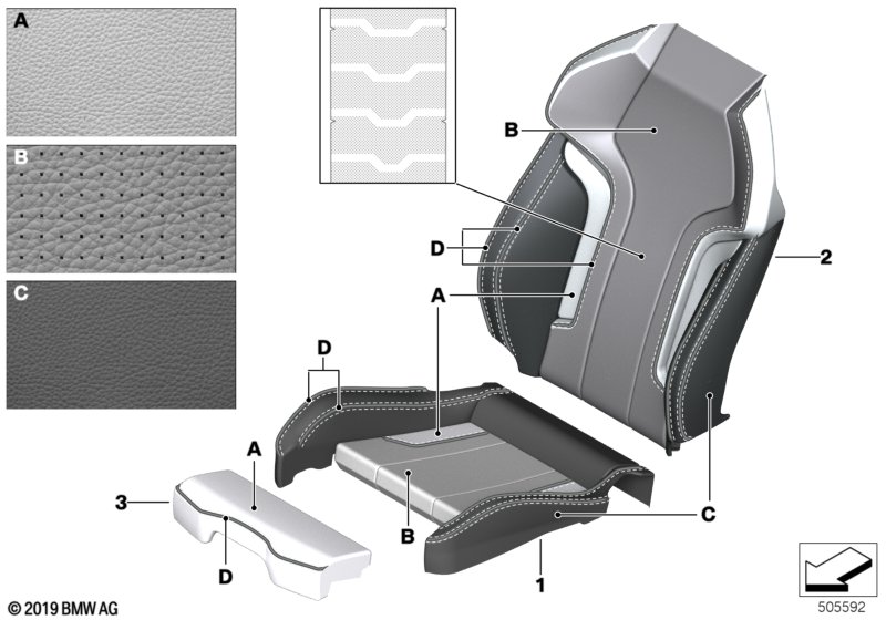 Indywidualne obicie fotela sportowego M  (91_1670) dla BMW 8' G15 840dX Cou ECE