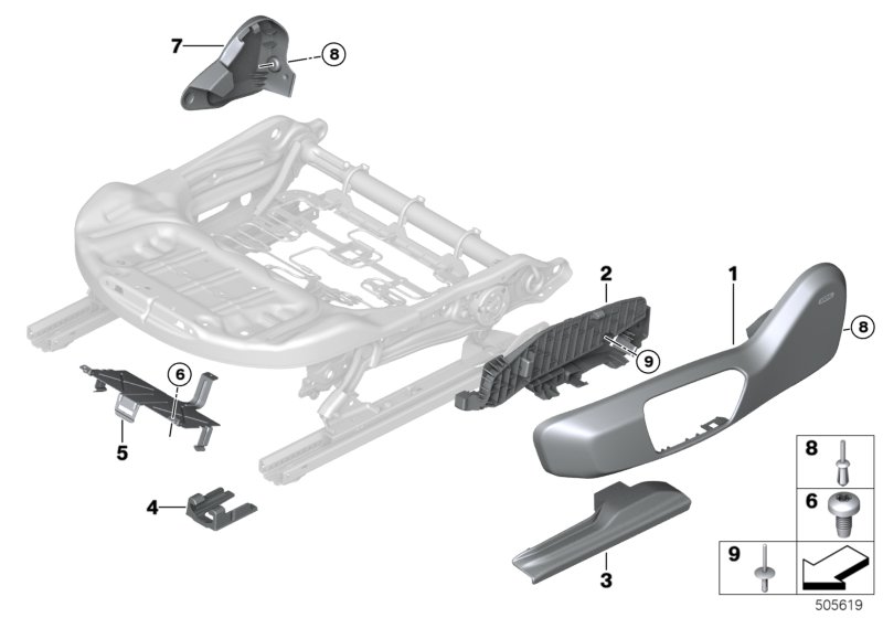 Fotel przedni - osłony fotela elektr.  (52_4397) dla BMW X2 F39 X2 18i SAC ECE