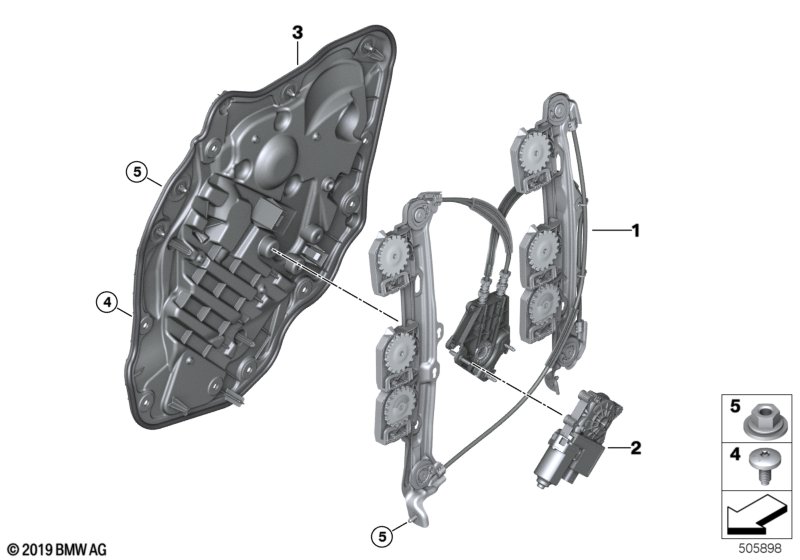 Mechanizm szyby drzwi tylnych  (51_A889) dla BMW 2' F44 Gran Coupé 216d Gra ECE