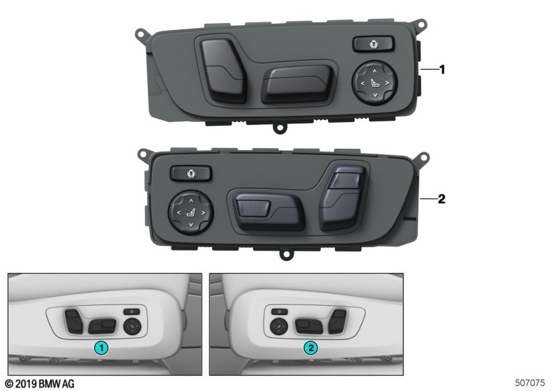 Przełącznik regulacji fotela pasażera  (61_6643) dla BMW 8' F93 M8 M8 Gra ECE