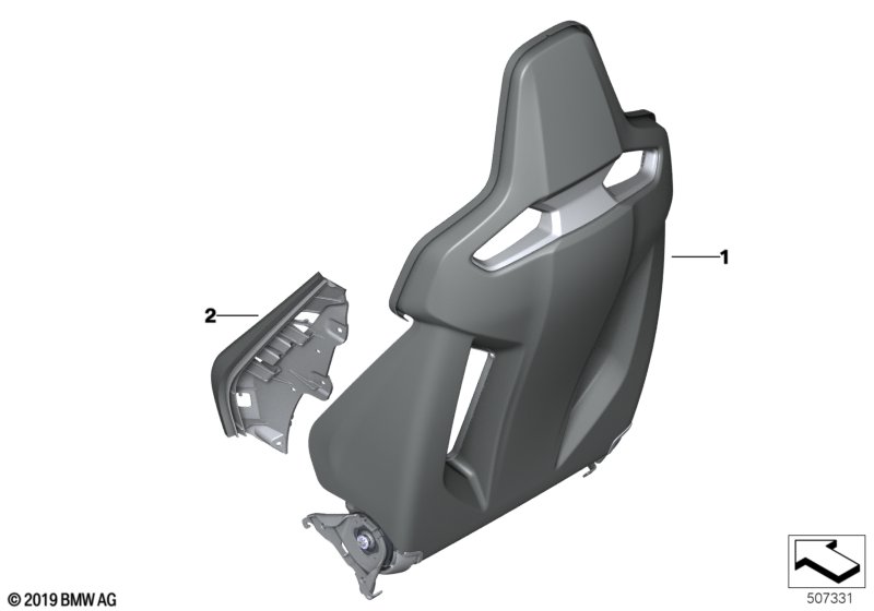 Fotel przedni, rama oparcia  (52_4693) dla BMW 5' F90 M5 LCI M5 CS Lim ECE