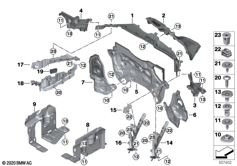 Elementy dod. przedziału silnika  (51_A134) dla BMW X7 G07 X7 M50dX SAV ECE