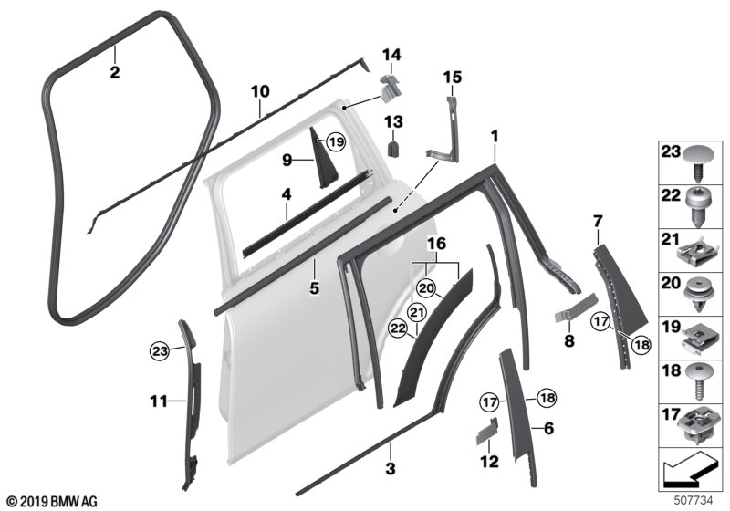 Osłony i uszczelki drzwi tylnych  (51_3013) dla MINI Clubman F54 LCI Cooper S Clubman ECE