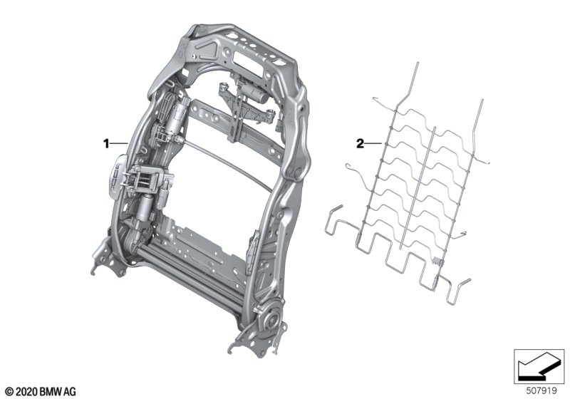 Fotel przedni, rama oparcia  (52_4713) dla BMW X6 M F96 X6 M SAC ECE