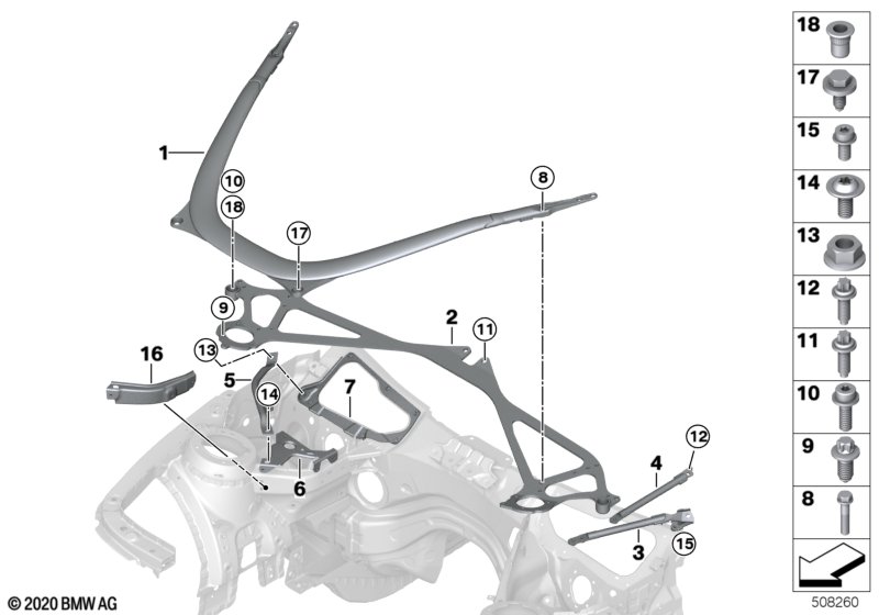 Usztywnienie karoserii, przednia konstr.  (51_9769) dla BMW 2' F87 M2 LCI M2 CS Cou ECE