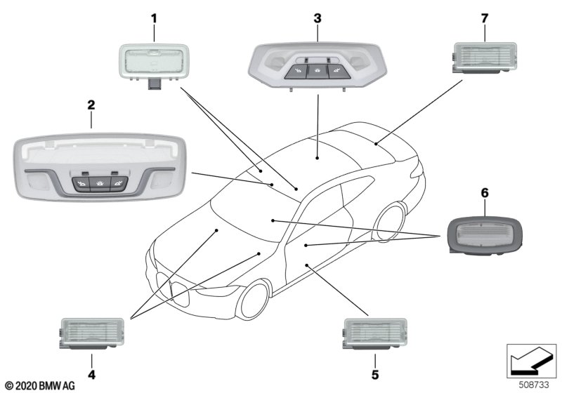Oświetlenie wnętrza  (63_2460) dla BMW i4 G26 Gran Coupé i4 eDrive40 Gra ECE