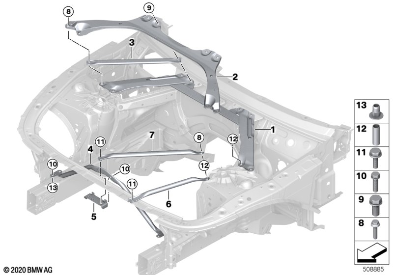Usztywnienie karoserii, przednia konstr.  (51_4339) dla BMW 5' G30 LCI 520d Lim ECE