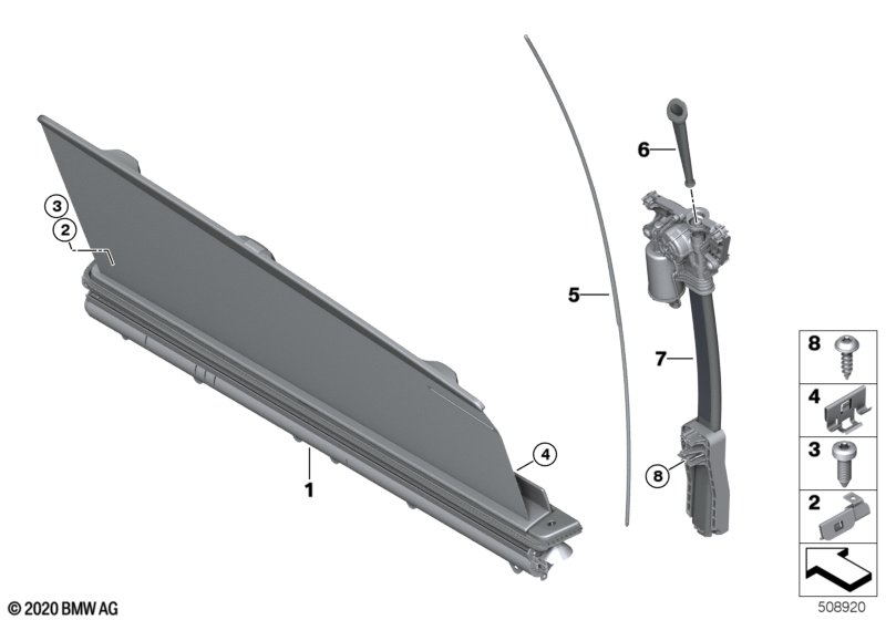 Roleta przeciwsłoneczna drzwi tylna  (51_A754) dla BMW 8' G16 Gran Coupé M850iX Gra ECE