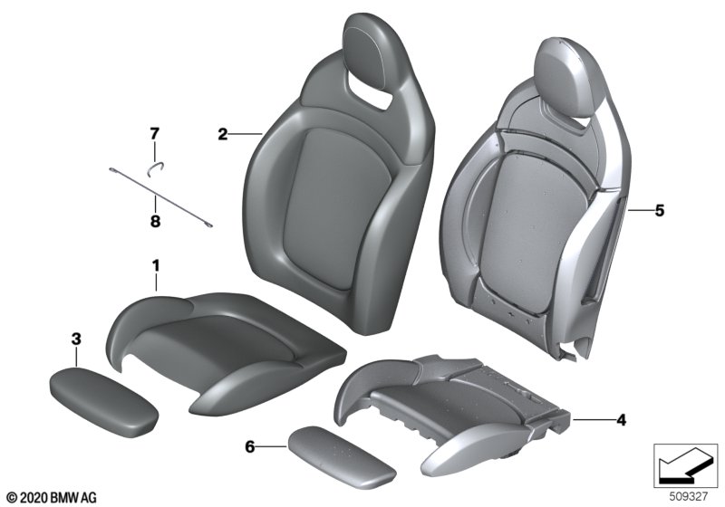 Przedni fotel, tapicerka i obicie JCW  (52_4817) dla MINI Cabrio F57 LCI Cooper Cabrio ECE