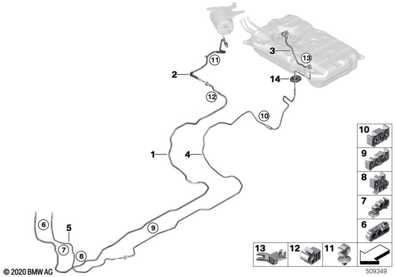 Przewód paliwa/Elementy mocujące  (16_1484) dla BMW 5' G31 LCI 520e Tou ECE