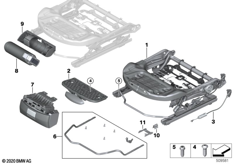 Fotel przedni, rama fotela  (52_3988) dla MINI Cabrio F57 LCI Cooper Cabrio ECE