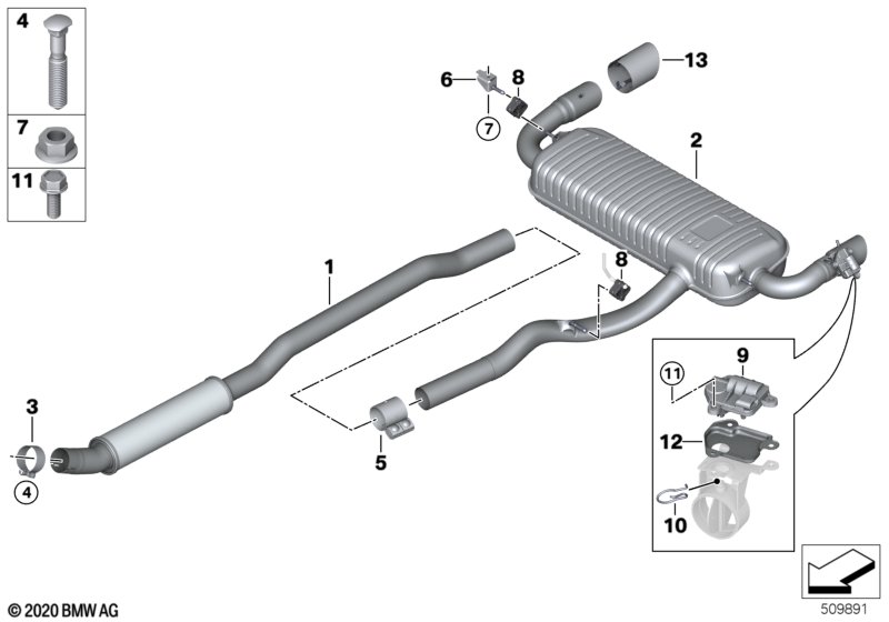 Układ wydechowy tylny  (18_1485) dla BMW X1 F48 LCI X1 25iX SAV ECE