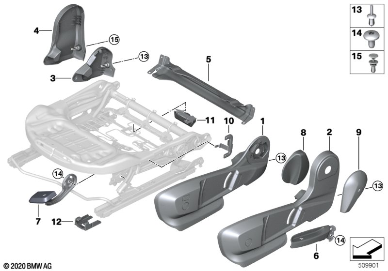 Fotel przedni, osłony fotela  (52_4073) dla BMW 2' F45 Active Tourer LCI 218dX Act ECE