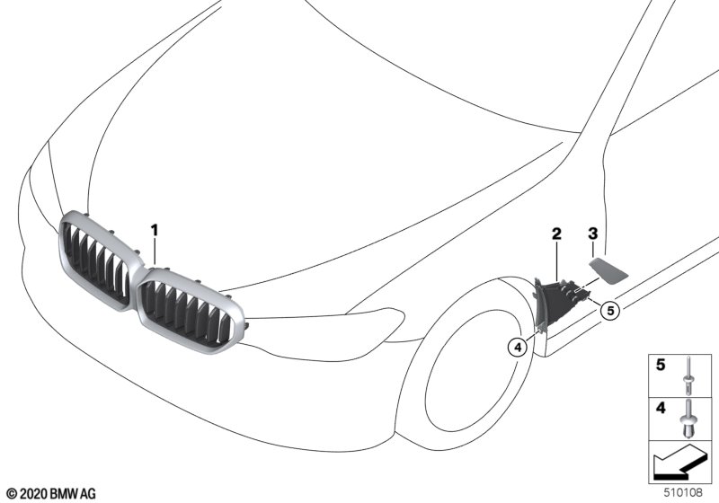 Zewnętrzne osłony / Kratka ozdobna  (51_Z185) dla BMW 5' G30 LCI 530dX Lim ECE