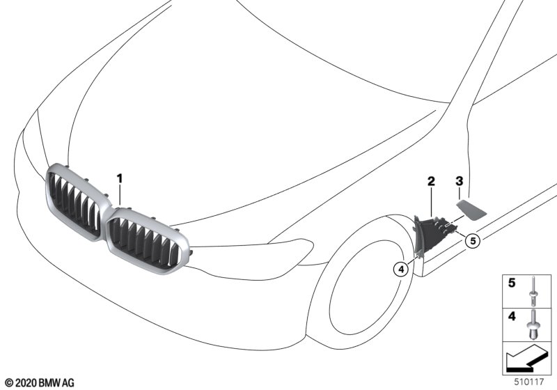 Zewnętrzne osłony / Kratka ozdobna  (51_Z188) dla BMW 5' G31 LCI 518d Tou ECE